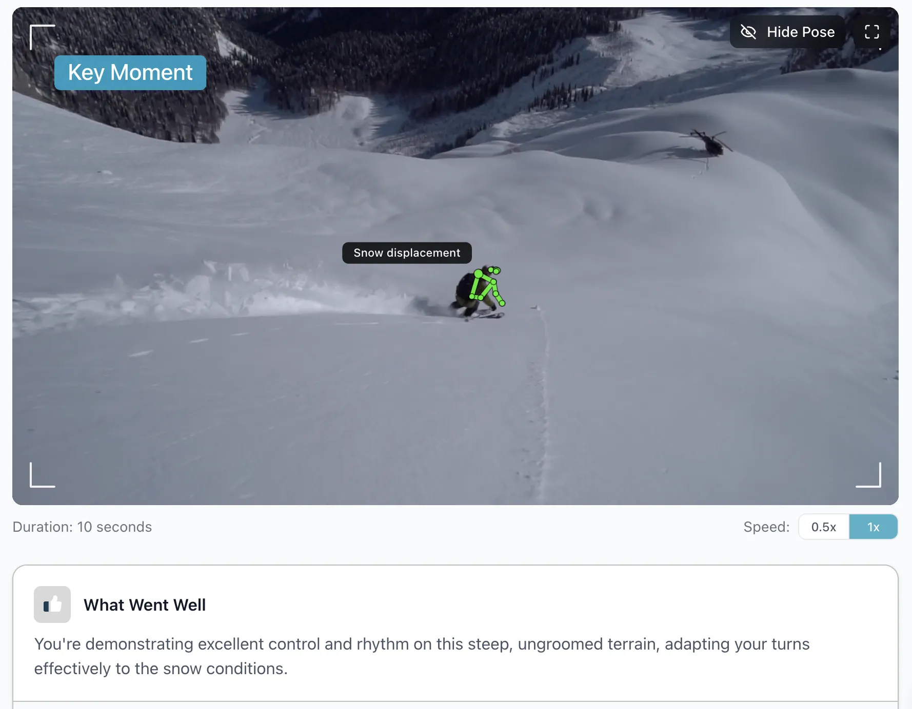 Full analysis view with video and AI feedback
